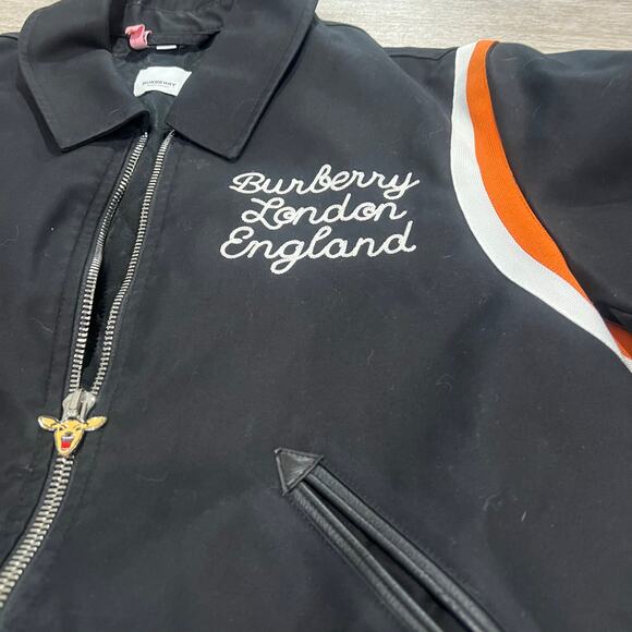 Buberry London Bomber Varsity Jacket Black and Orange Medium - Picture 2 of 13
